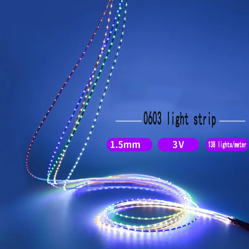 DIY Light Belt Hand-made Night Flight Model DIY Light Belt Back Glue 3V Ultra-narrow 1.5MM Ultra-fine Soft Led Light Bar 1 Meter