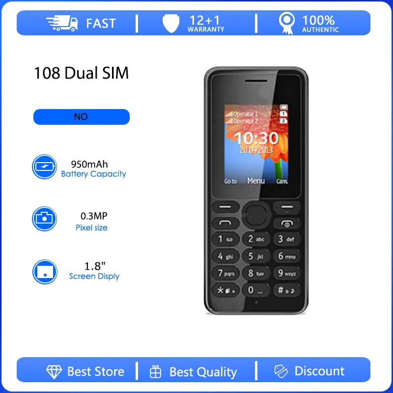 Оригинальная восстановленная 108 2G Dual Sim разблокированная GSM 900/1800 Bluetooth мобильный телефон русская арабская иврит клавиатура сделано в Финляндии