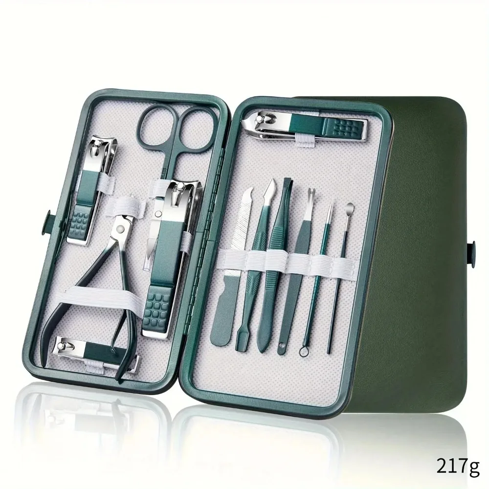 Ensemble de coupe-ongles professionnel en acier inoxydable, ensemble d'outils de toilettage vert, ensemble d'art d'ongle à la maison, nouveau