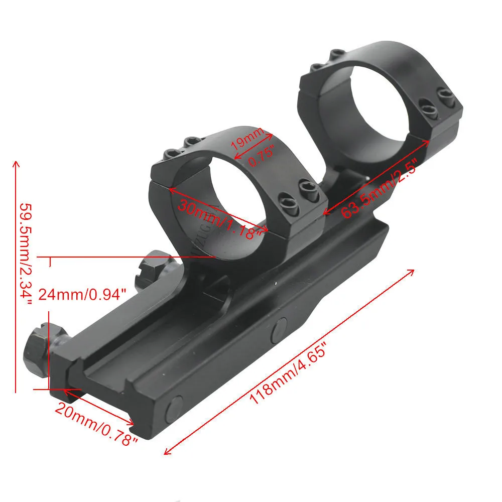 MIZUGIWA Tactical One Piece Forward Reach Scope Mount Dual Ring 1inch /30mm fit Dovetail 20mm Weaver Rail