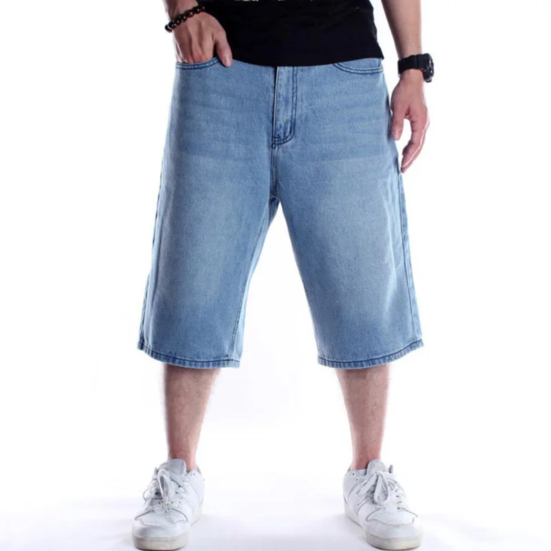 

Jean Short Men Trouser Male Straight Plus Size 46 Summer Loose Breeches Vintage hip hop Streetwear Pant Denim Shorts Plus size