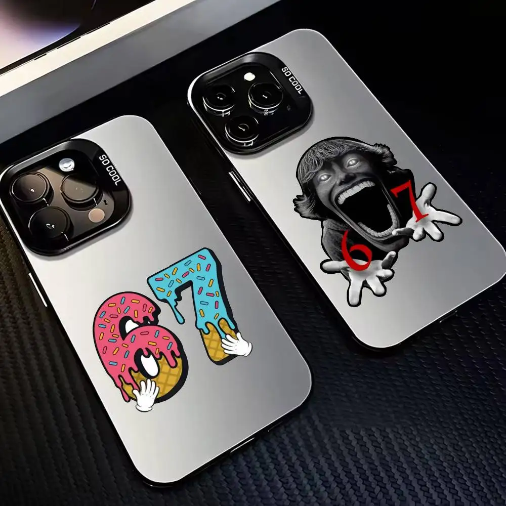 

67 S-SIX-X S-SEVEN-N art Phone Case For iPhone17,16,15,14,13,12,11 Plus,Pro Max Black Candy silver phone case