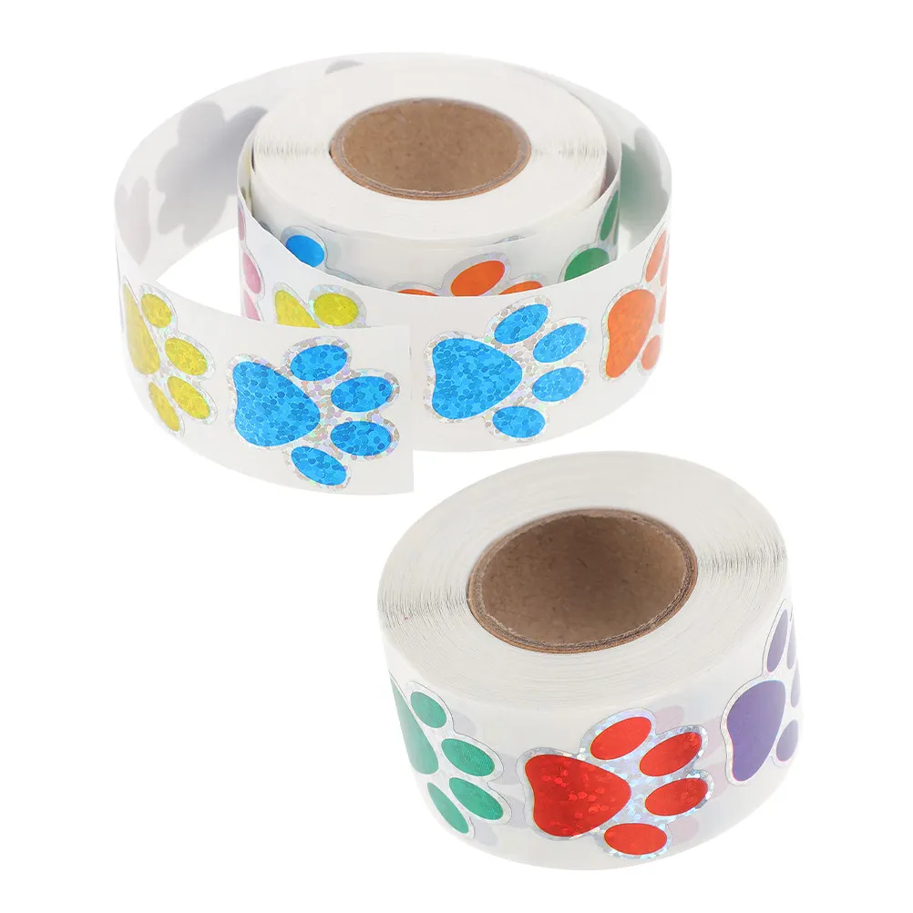 

2 рулона блестящих наклеек с собачьими лапами, самоклеящиеся наклейки с отпечатками лап для творческих проектов, домашнего декора, автомобильных аксессуаров, детских комнат