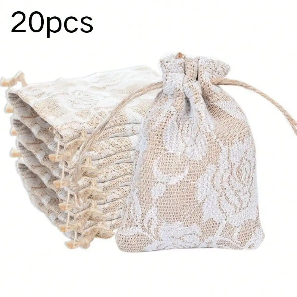 

20-Piece Boho Linen Gift Bags