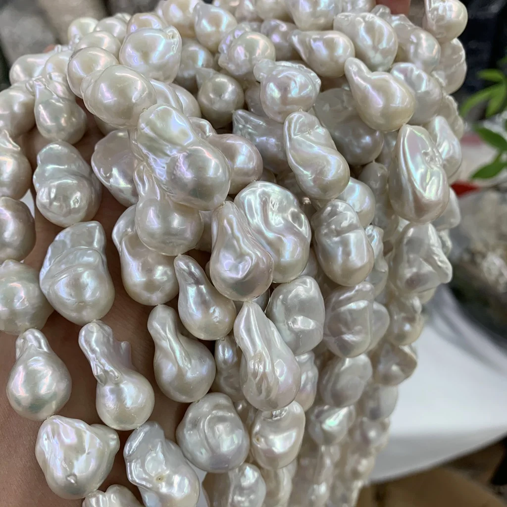 

High Quality 22-26mm Wrinkle Flawless Baroque Pearl Middle Size 100% Natural Freshwater Pearl String for Making Jewelry