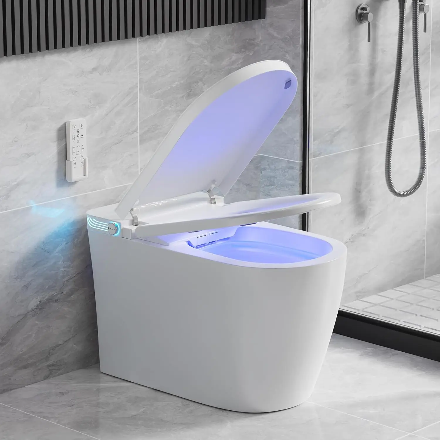 

Smart Toilet with Bidet Built in, Elongated Toilet with Heated Seat, Dryer, Auto-Lift Lid