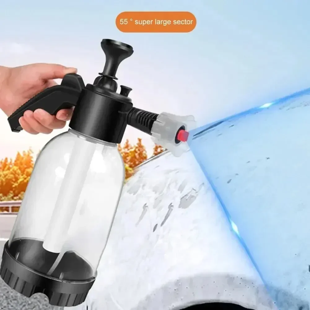 Pulvérisateur de mousse 2L pour lavage de voiture, arrosoir à mousse manuel, pulvérisateur à pression d'air, bouteille d'eau de désinfection en plastique, outils de nettoyage de voiture