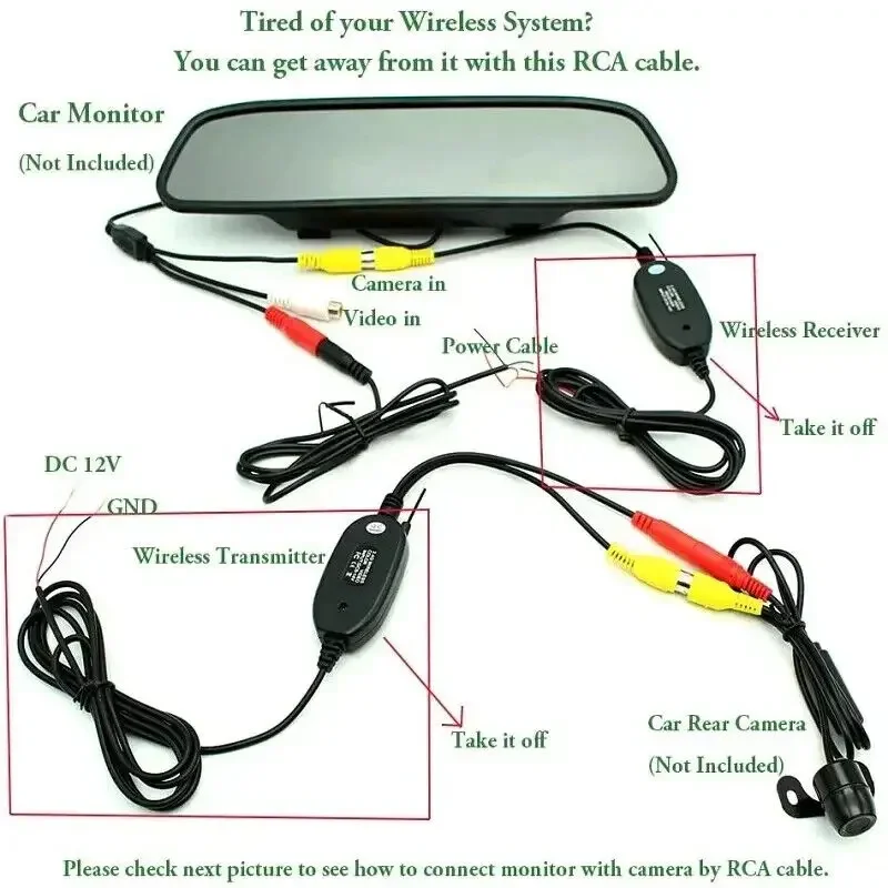 QueenDer Car RCA AV Rear View Backup Camera Video Cable Cord With Trigger Wire