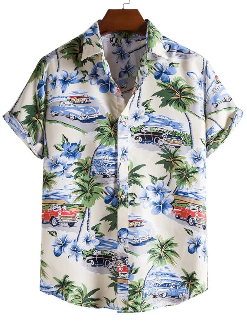 Hawaiian 3D Coconut Tree Top Men\'s Summer Beach Casual Clothing Street Outdoor Party Men\'s Shirt Loose Breathable Men\'s Clothing