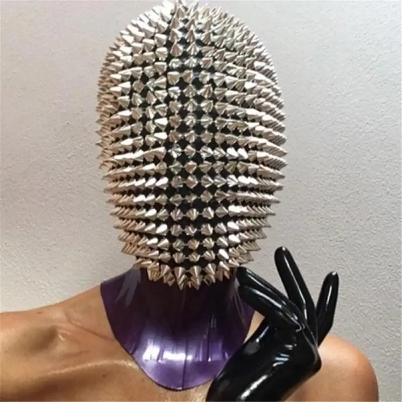 Cosplay Spike Studded Shape Latex Full Face Scary Helmet Durian Head Rave Party Movie Mask Props Gift