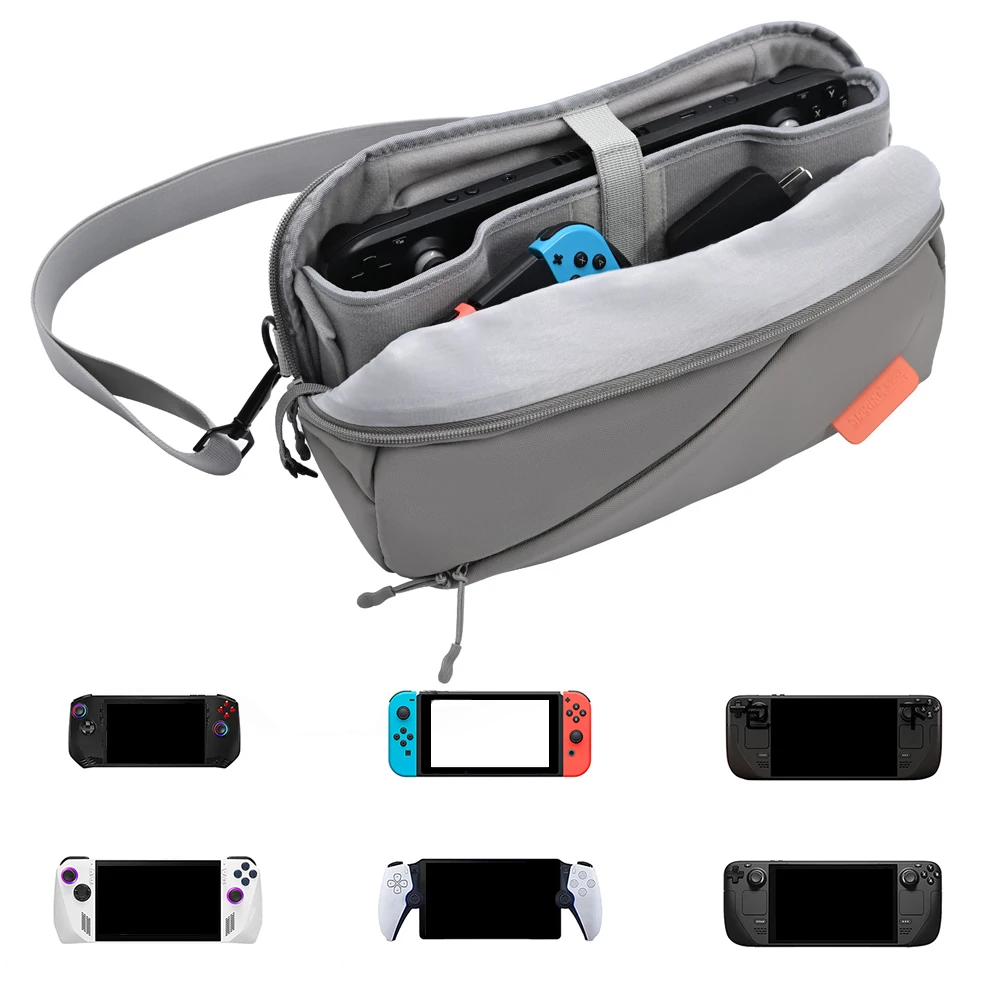 Carrying Case with Mesh Pocket Portable Storage Bag Splashproof Game Conslole Case for Steam Deck/Switch/ROG Ally X/PS Portal