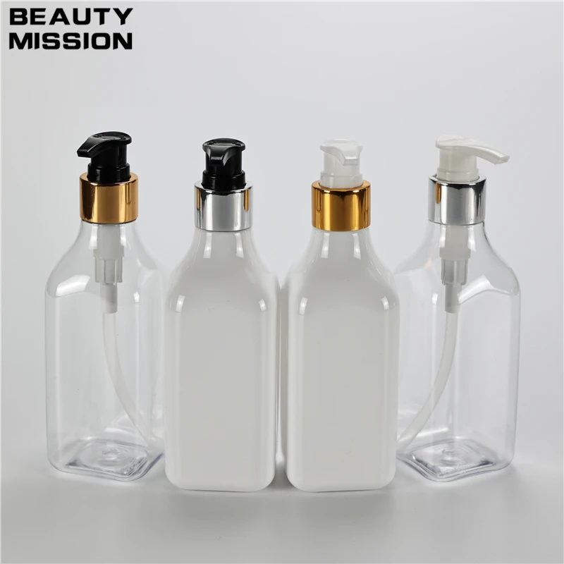 Clear 250ML X 25 Lotion Bottle Soap Shampoo Dispenser Square Bottle For Bathroom Gold Silver Lotion Pump Sub-bottling Container