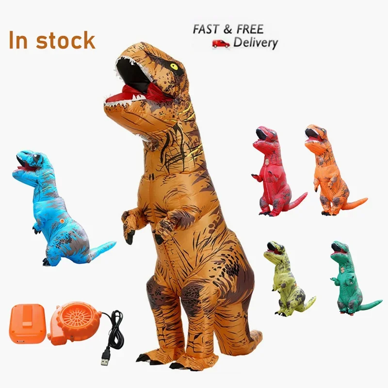 

2024 T-rex Uit Tyrannosaurus Inflatable Garment Dinosaur Cosplay Child Adult Costume Fancy Halloween Mascot Party Apparel