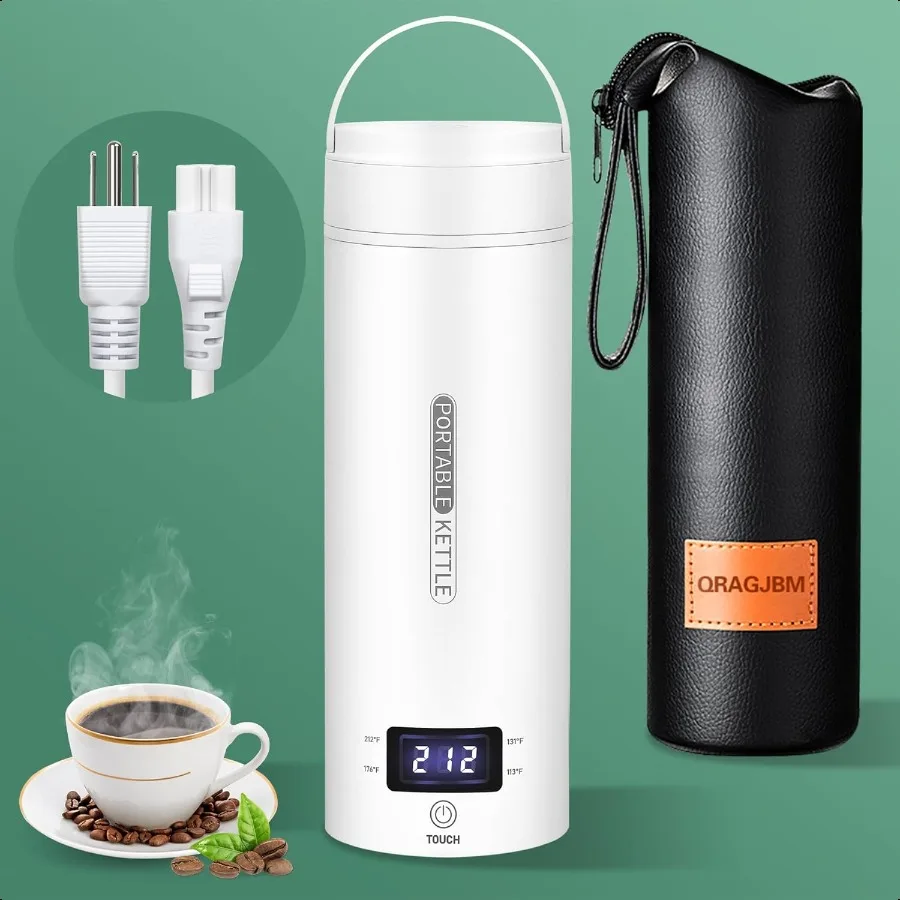 

Travel Electric Kettle Portable Small Mini Tea Coffee Kettle Water Boiler Water Heater with 4 Temperature Control 304 Stainl St