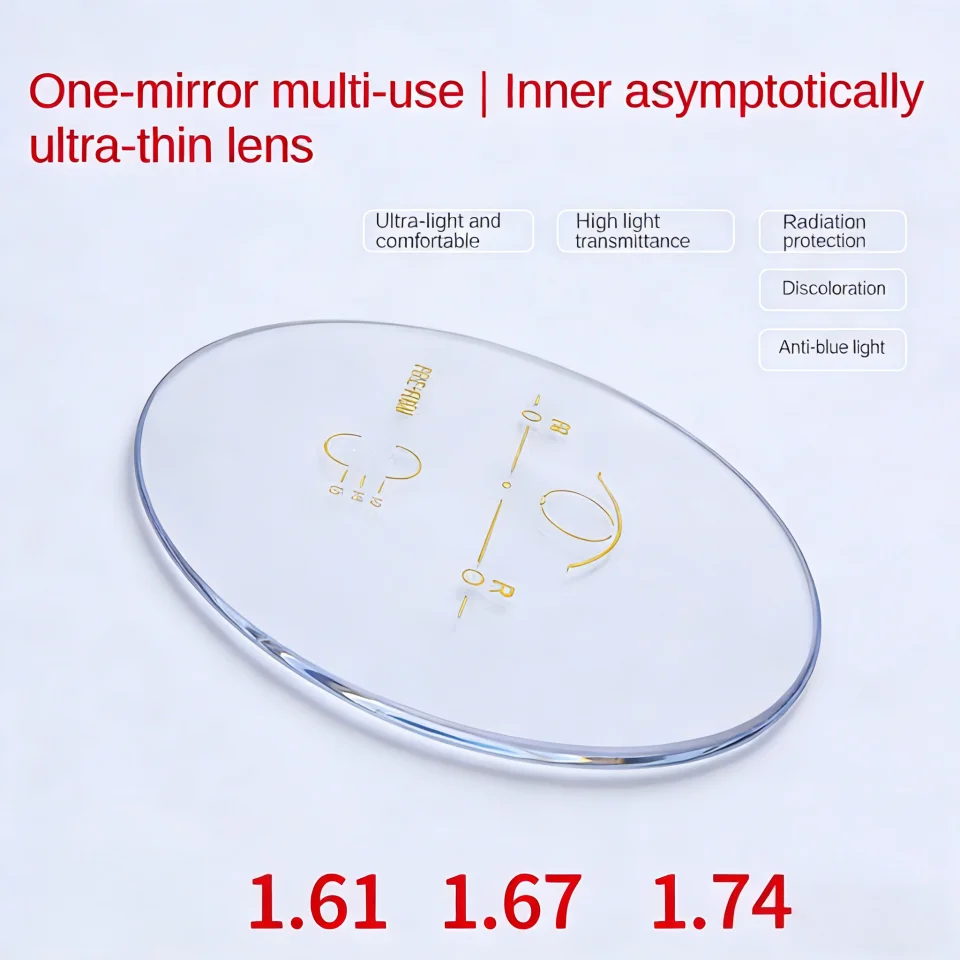 

Прогрессивные линзы с защитой от синего света, снимающие усталость глаз и адаптируются для очистки зрения в различных расстояниях 1,56 1,61 1,67 1,74