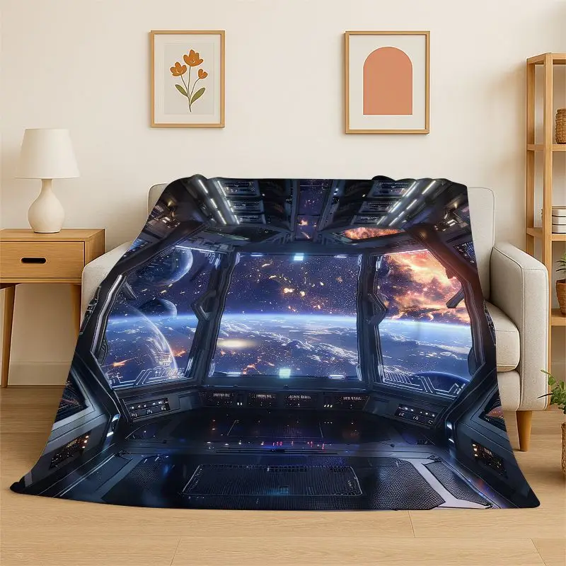 Cockpit Cabin Aircraft Control Dashboard Flannel Blanket Soft Throw Blanket for Bedroom Living Room Bed Travel Picnic Nap Cover