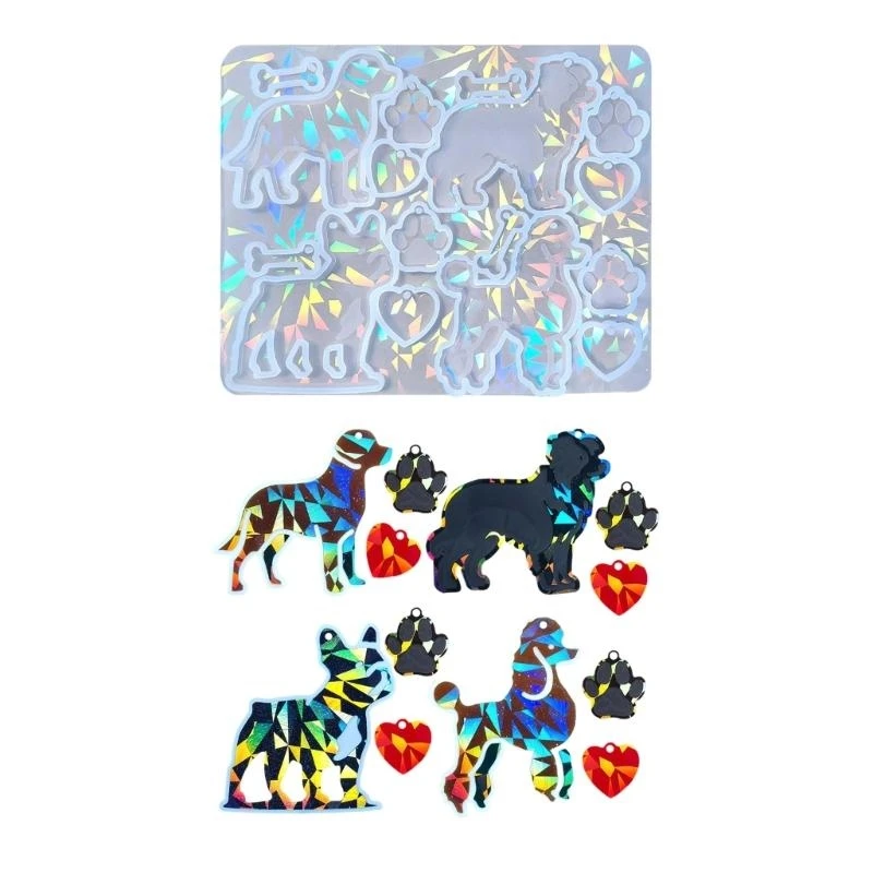 

652F Holographics Keychain Pendant Mold Practical Silicone Mould for Animal Shaped Bag Ornament Epoxy Resin Jewelry Mould