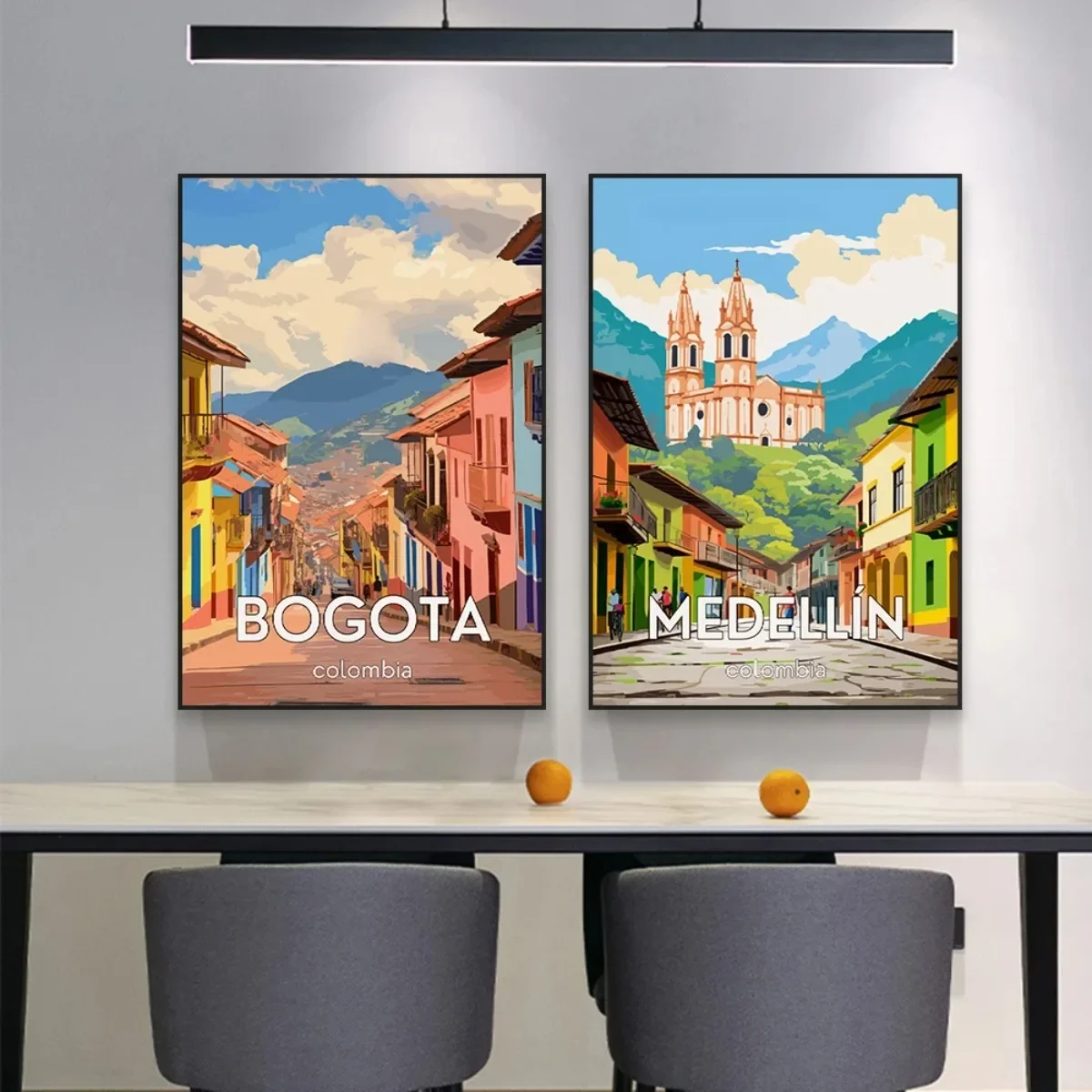 Pintura en lienzo con impresiones de paisaje Retro, póster de Medellín de viaje Bogota de Colombia, arte de pared, decoración de sala de lectura para dormitorio