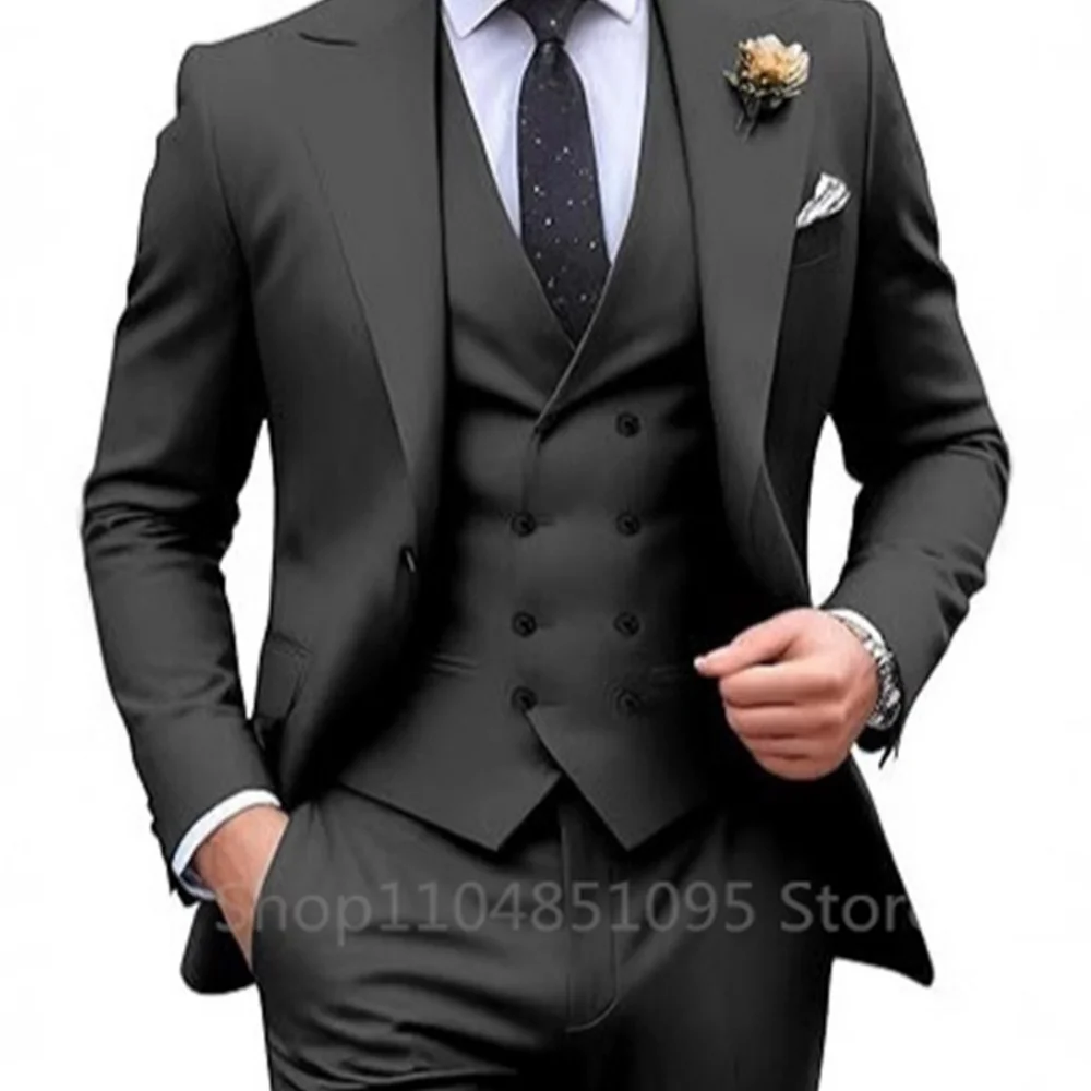 

Элегантный розовый 3-х предметный приталенный мужской костюм с жилетом и брюками для свадьбы, смокинг жениха, выпускной, деловой пиджак для мужской вечеринки