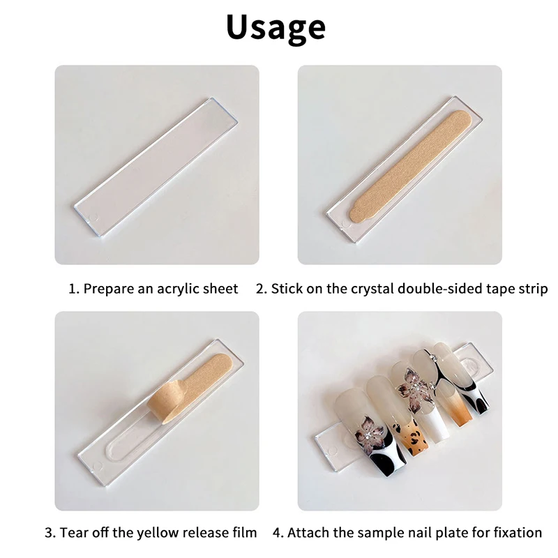 60/66 stücke Transparent Doppel Klebeband Falsche Nägel Display-ständer Kleber Aufkleber Acryl Praxis Zeigt Bar Nail art Werkzeuge