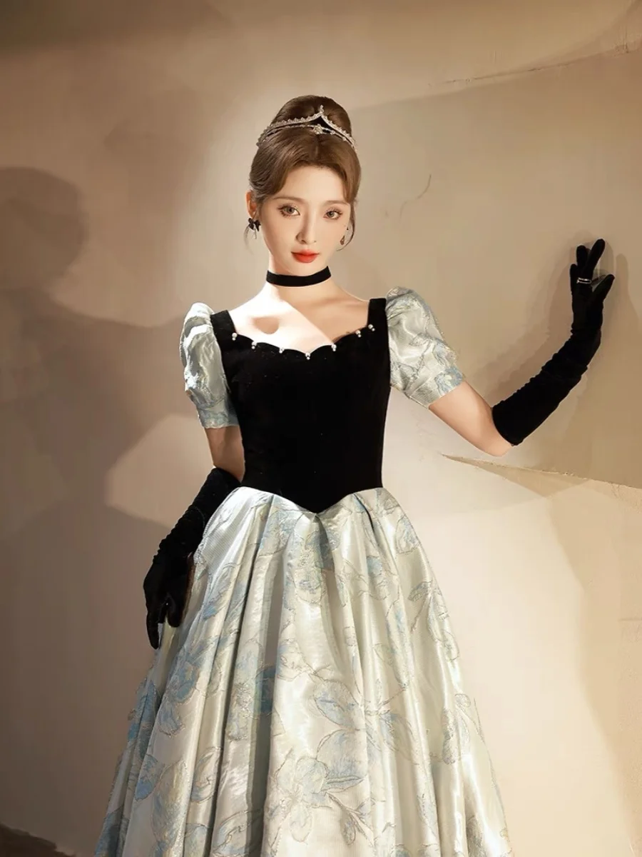 

Ele Long Evening Gown for Year End Ceremony Host Stitches of Luxury Prince Sle with Belt for Adult Ceremony And Banquet