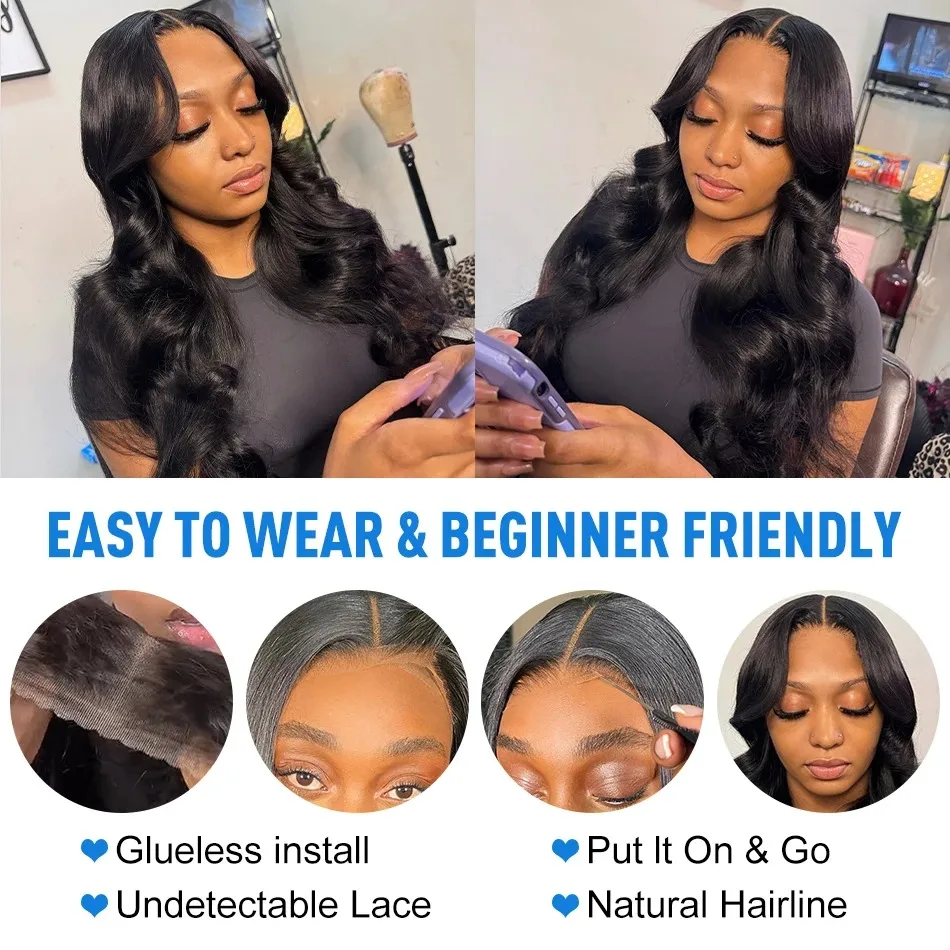 Listo para usar 5x5 Pre Cut HD Cierre de encaje Pelucas sin pegamento Cabello humano 30 40 pulgadas Pelucas de cabello humano ondulado Pre desplumado para mujeres