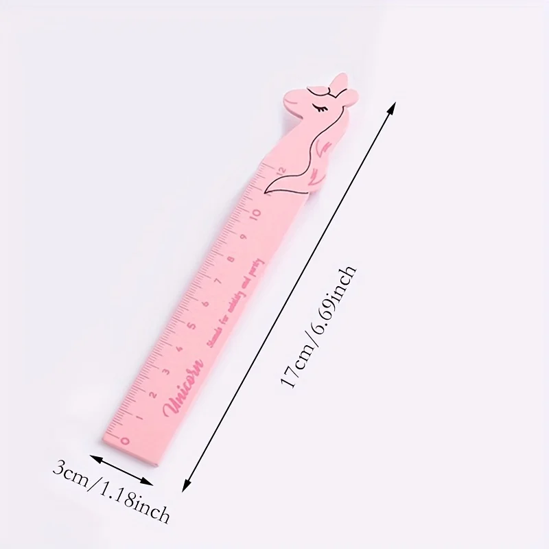 1pc  Cute cartoon ruler creative student drawing ruler Wooden unicorn student stationery wooden ruler
