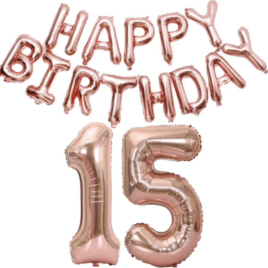 15pcs Happy Birthday Number Foil Balloon Kids Adult Party Simple Decorations Boy Girl 13 15 16 18 21 30 40 50 60 70 80 Year Old view 6