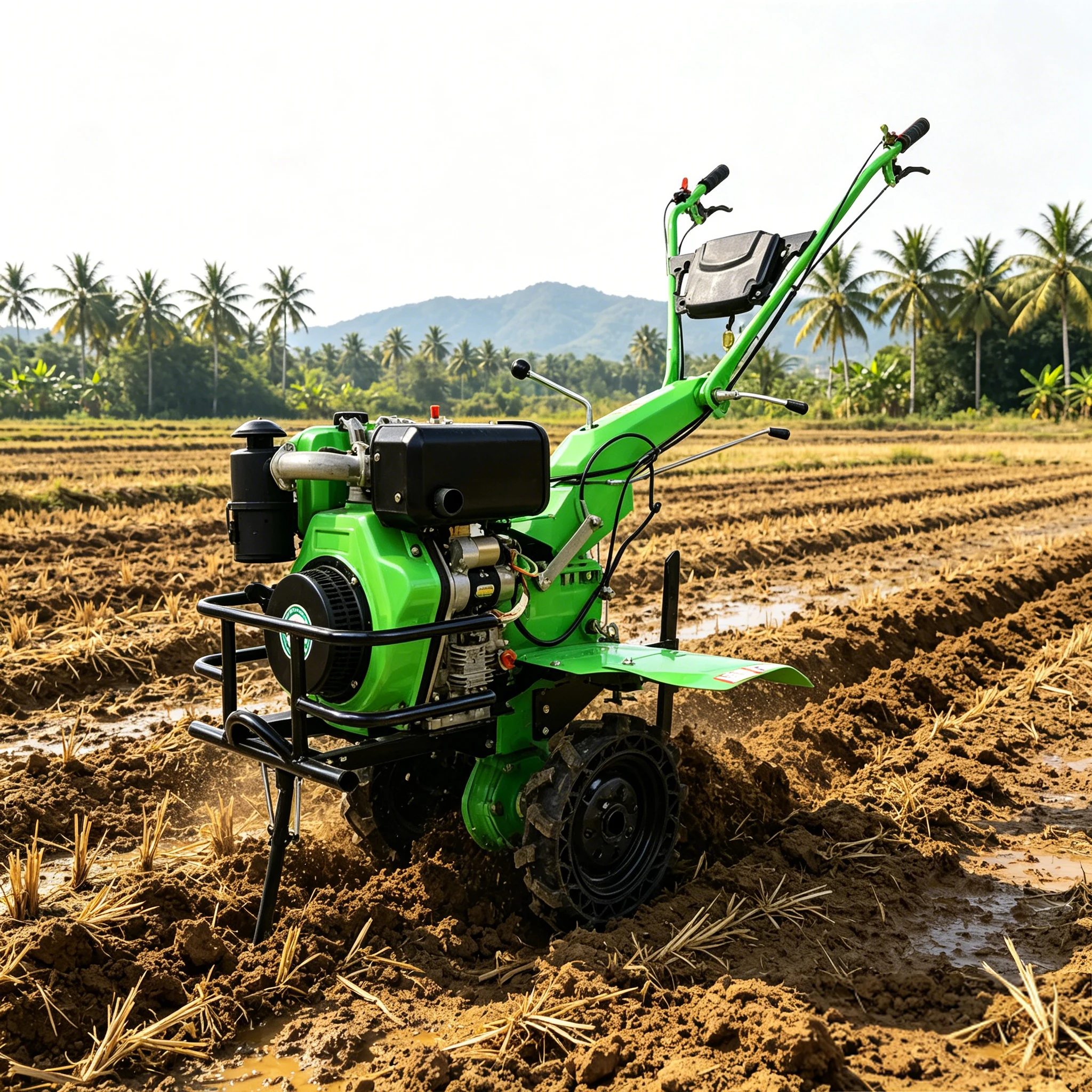 9HP Mini Multifunctional Diesel Tiller Family Farm Labor Saving Soil Cultivator Vegetable Garden Weeder