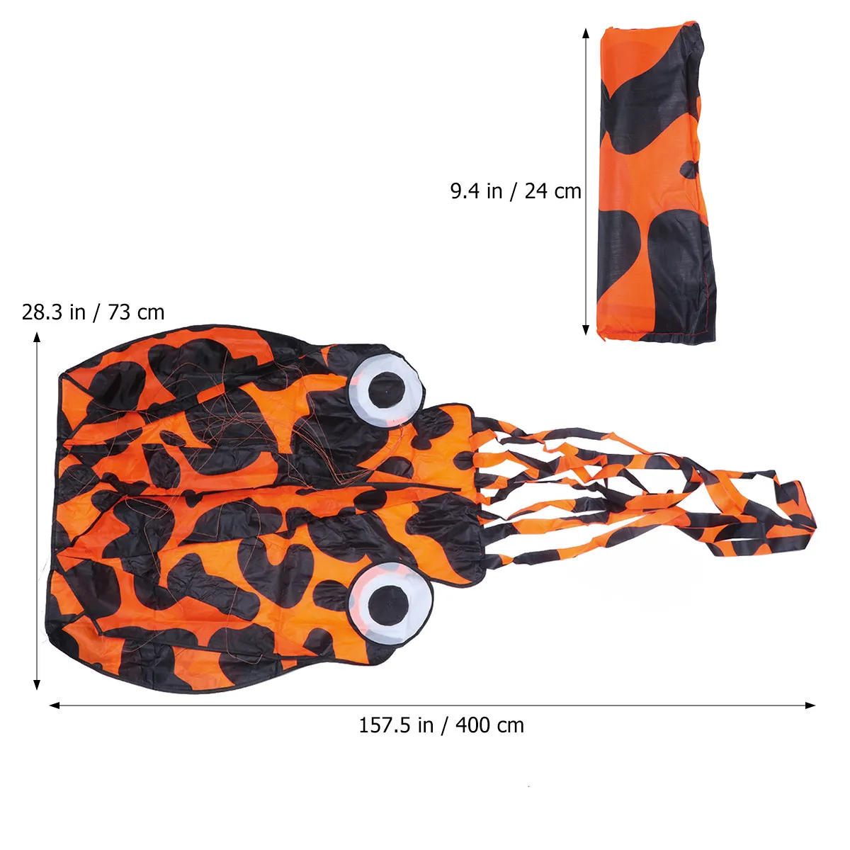 2 Stück Orange Easy Flyer Drachen für Kinder, Langschwanz-Drachen, Rahmenlose Oktopus-Drachen, Gutes Spielzeug ohne Flugleine für Strand, Park, Garten