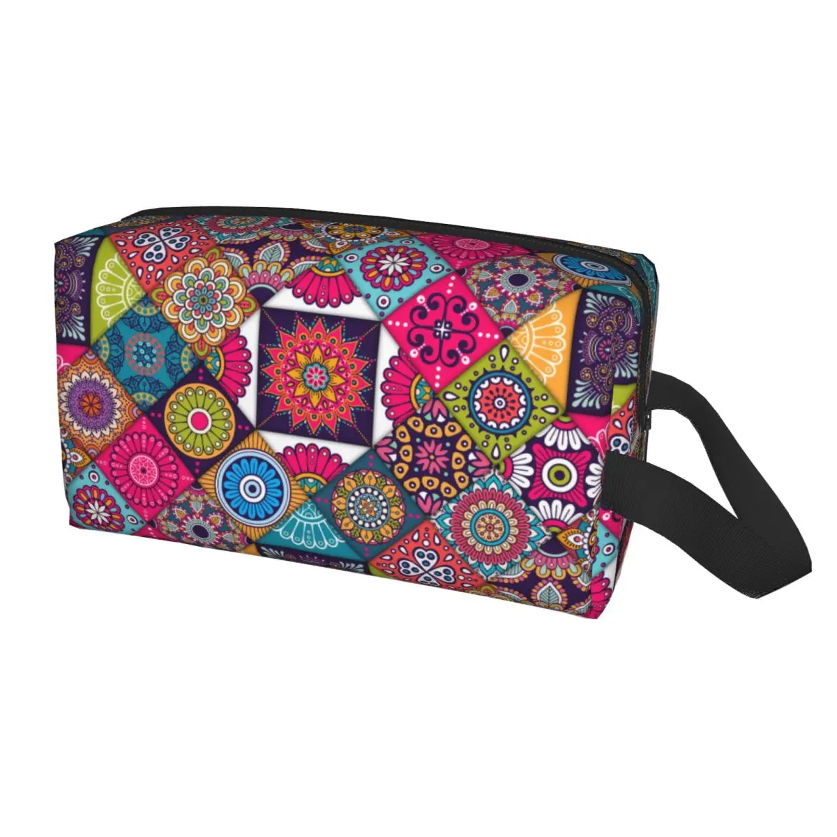 Custom Arabic Indian Ethnic Floral Mandalas Pattern Toiletry Bag Cosmetic Makeup Organizer Ladies Beauty Storage Dopp Kit Box