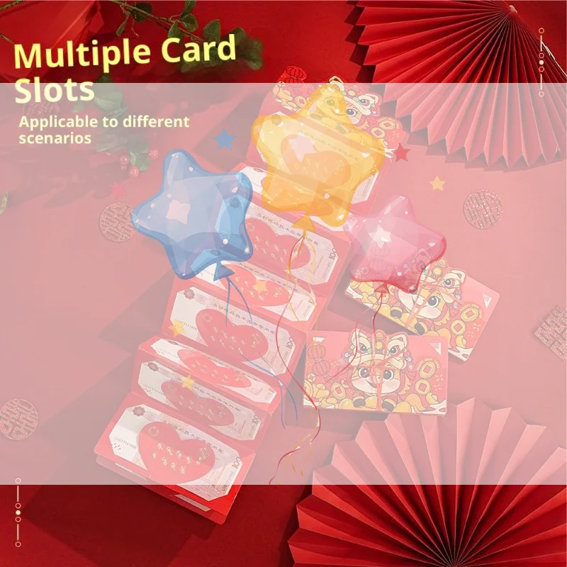 

1 шт., 2026 год лошади, красный конверт, 2/6/10/20 слот для карт, складной Hongbao, китайский лунный Новый год, бумажные конверты на удачу, красные денежные конверты