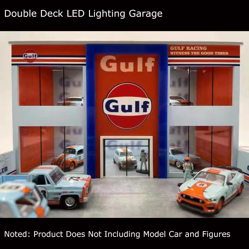 Assemble Diorama 1:64 LED Lighting Garage Gulf Coating Double Deck Vehicle Display Station