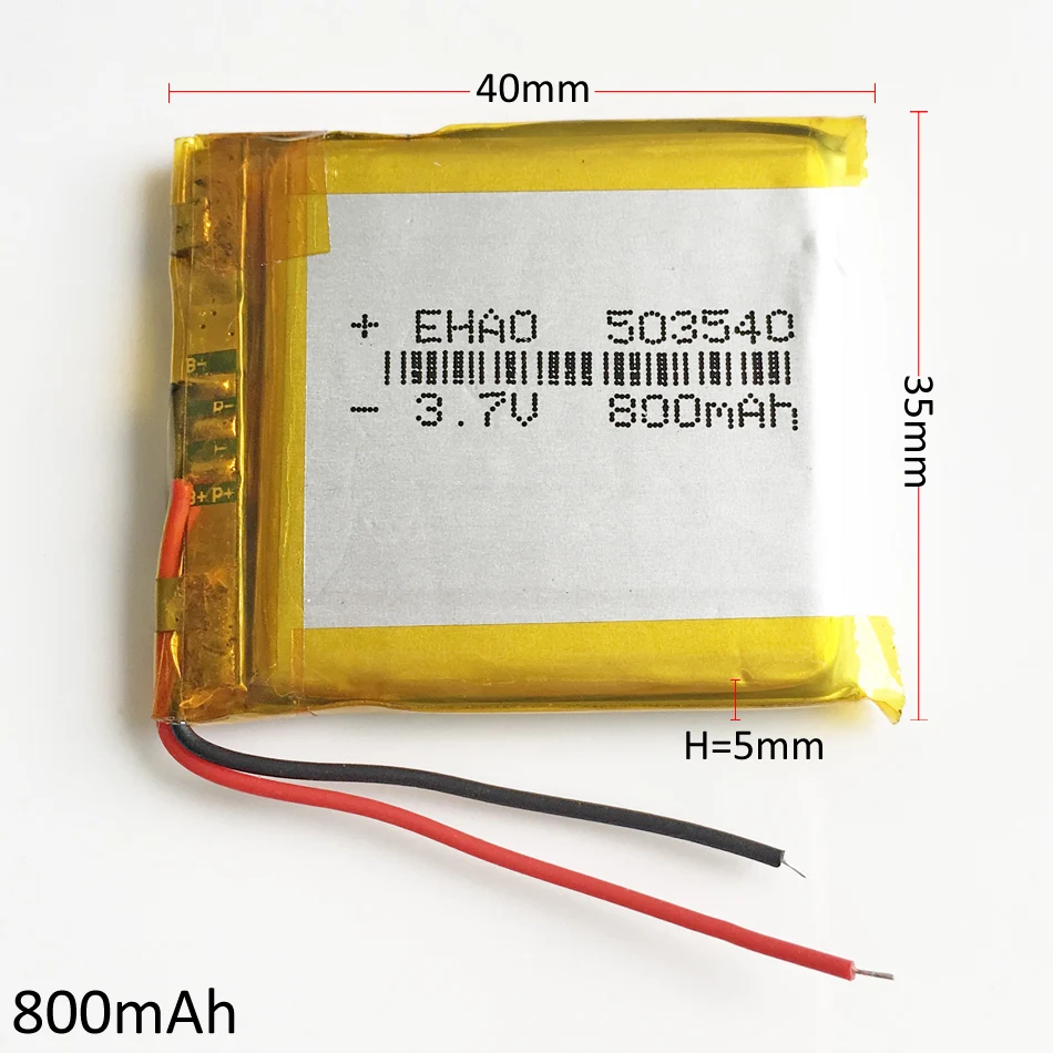 10PCS 3.7V 800mAh Lithium Polymer LiPo Rechargeable Battery For Angeleye Ae210 Video Baby Monitor 503540 EU053337P Smart Watch