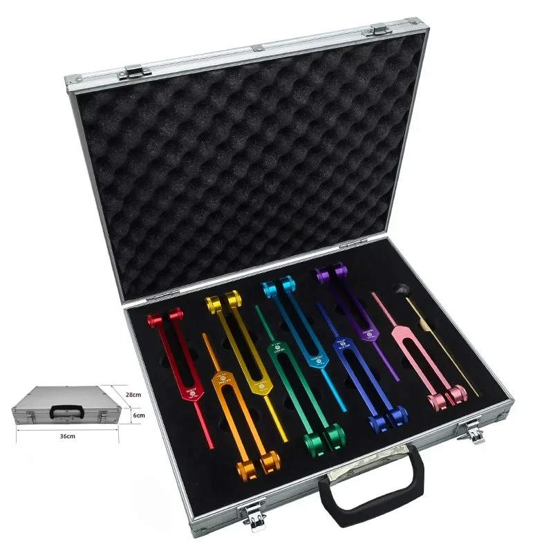 Colorful Aluminum Tuning Forks Set Healing Diapason Therapy Yoga Tuning Fork Chakras Relaxation Musical Instrument Percussion