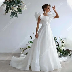 V-neck Women Wedding Dresses Floor-length Tulle Appliques A-line Backless Bridal Gowns For Lady 2023 New Boho Vestidos De Noche