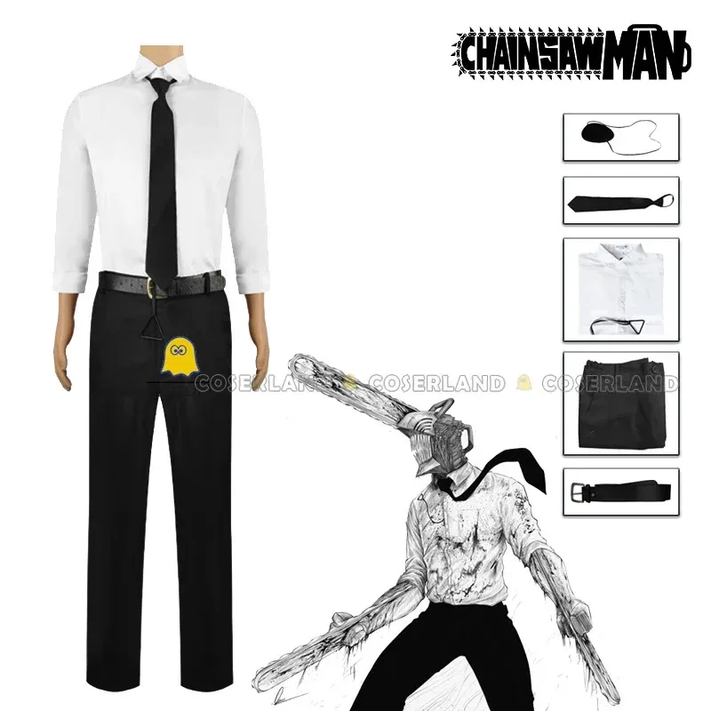 Chainsaw Man Denji Cosplay Costume Anime Wig Devil Hunter Uniform Shirt Tie Pants Suit Outfit Pochita Halloween Party For M NM31 view 2