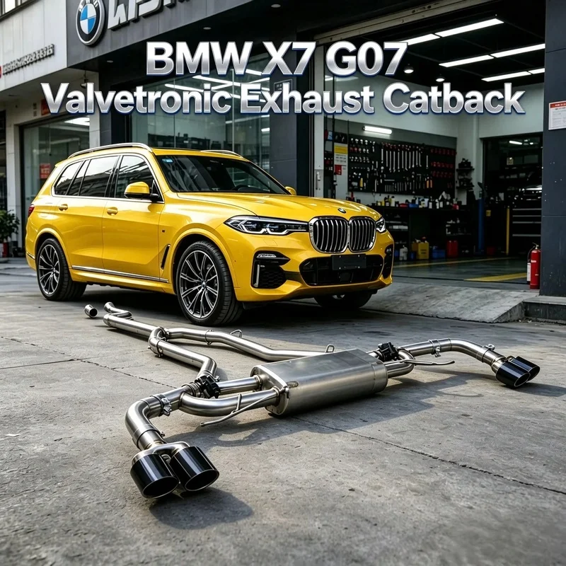 OEM Replacement SUS304 Stainless Steel for BMW X7 G07 B58 3.0T Valved Catback Exhaust Muffler With Tips Remote Controller
