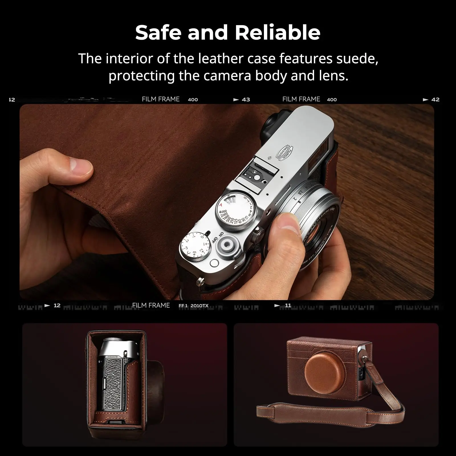 SmallRig X100VI Leather Case Kit for FUJIFILM X100VI, Including Leather Half Case, Flip Case Cover and Shoulder Strap -4558