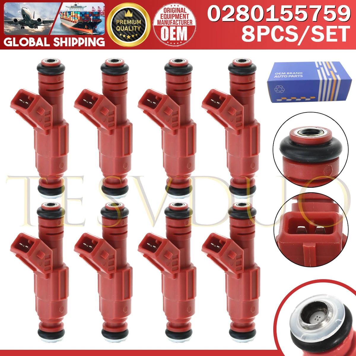 8 inyectores de combustible 0280155759 M-9593-BB302 1275395 9454556 para Ford Mustang, Chevrolet, Corvette, Pontiac, TransAm y Camaro V8