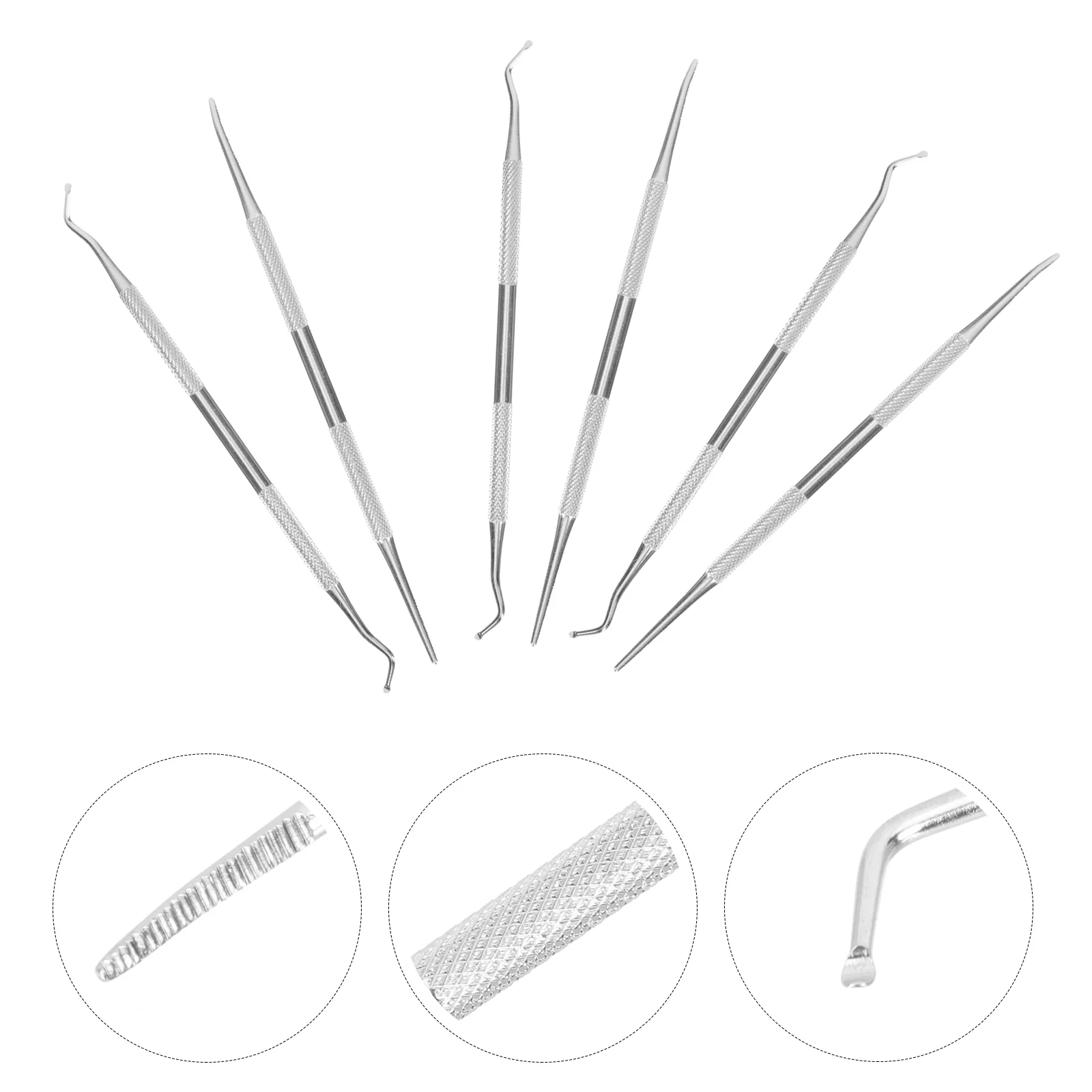 

6 PCS Ingrown Cleanup Pedicure Nail File Lifter Spoon Small Tools Care Kit Pro Supplies Kits Cleaning Set