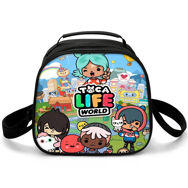 

Trendy Youthful Funny Toca Life World 3D Printed School Food Bags Picnic Bag Semicircle Lunch Box Lunch Tote Bag