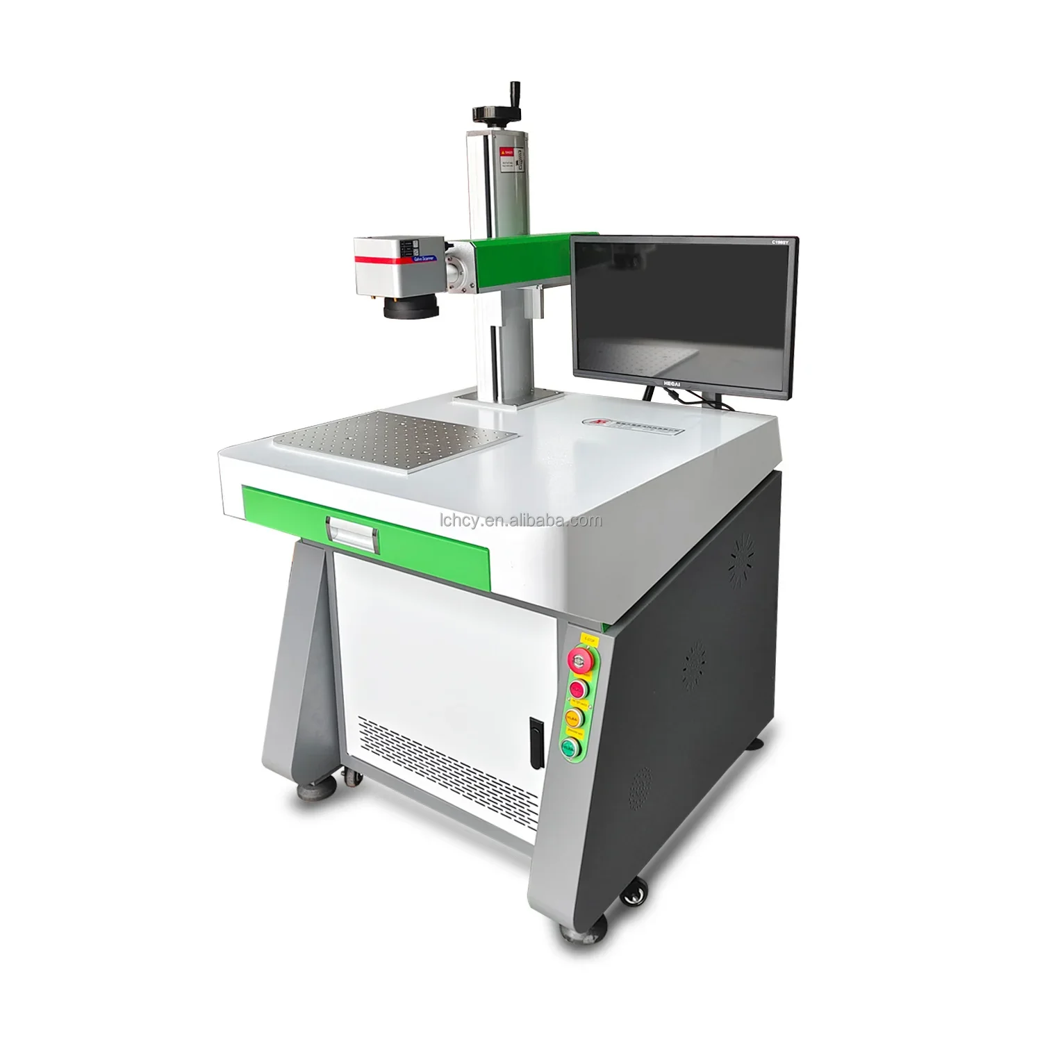 20w fiber laser marking machine for metal integrated split desktop model EZCAD control double red light  rotary optional 50w