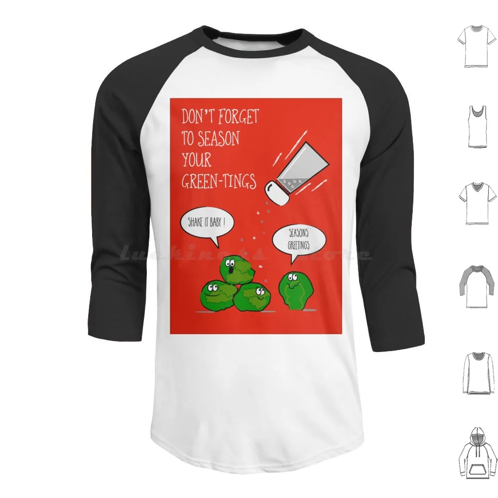 Brussel Sprout Christmas Greeting Hoodie cotton Long Sleeve Brussel Sprouts Greens Food Christmas Christmas Seasons