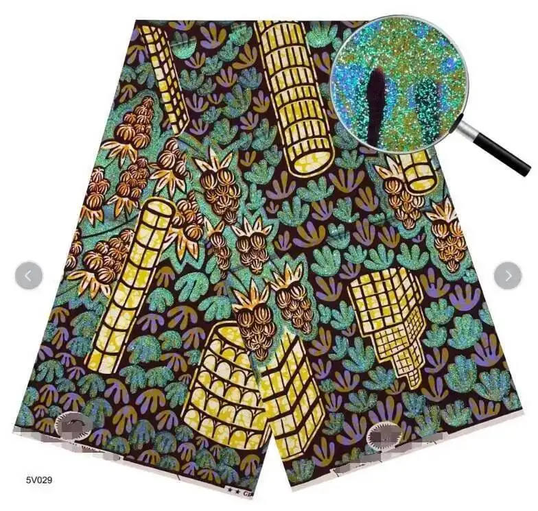 

Fabric 100% Cotton Grand Super Wax African Golden Wax Fabric High Quality Wax Ankara Print Fabric For Sewing 6 yards New Arrivad