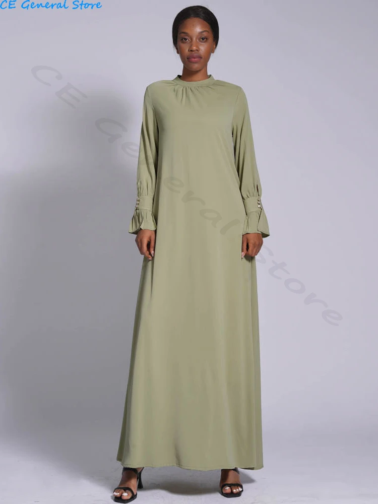 2024 Eid Muslim Women Prayer Dress Abaya High Neck Ramadan Maxi Long Dresses Islamic Musulman Moroccan Kaftan Vestdidos Abayas