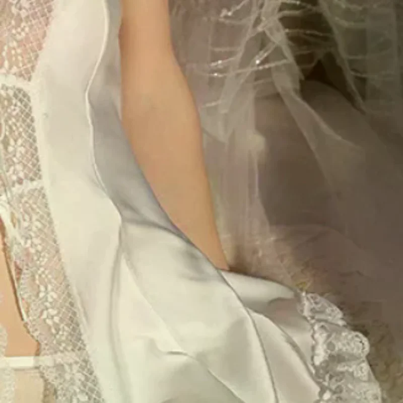 

Sexy Pure Lace Nightdress Women's Front Opening Lingerie Lace-Up Uniform Pajamas