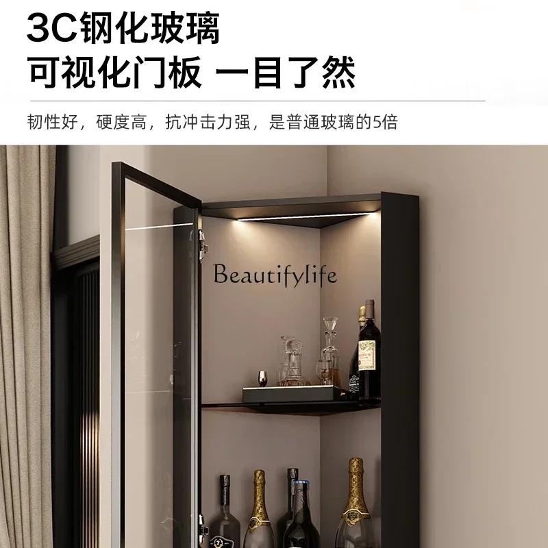 1 خزانة زاوية إيطالية مطعم تخزين مثلث مع باب زجاجي مع خزانة مشروبات مصباح