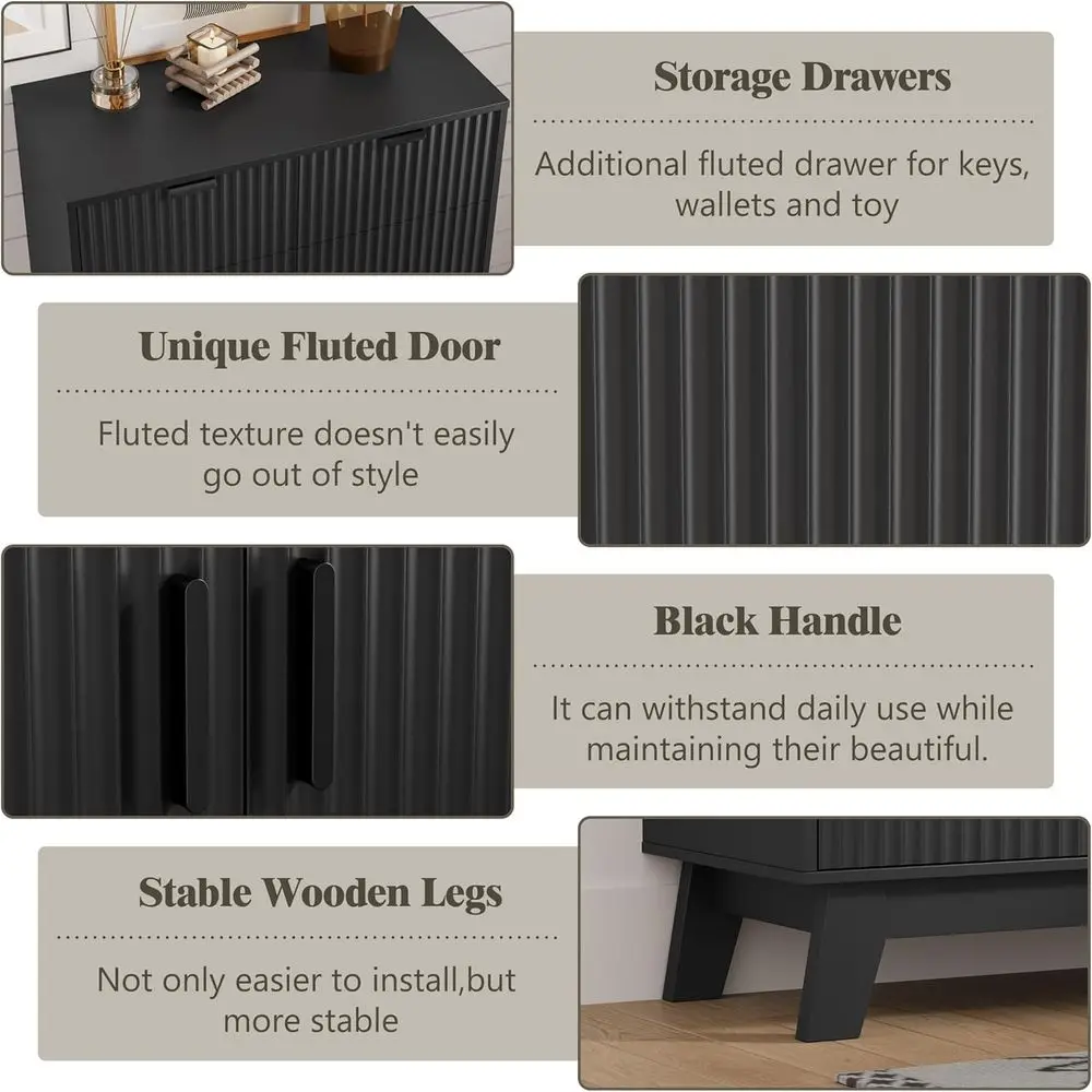 خزانة أحذية مكونة من 4 طبقات موفرة للمساحة مع درجين، ورف تخزين قابل للتعديل، مثالية للمدخل، والممر، باللون الأسود #5