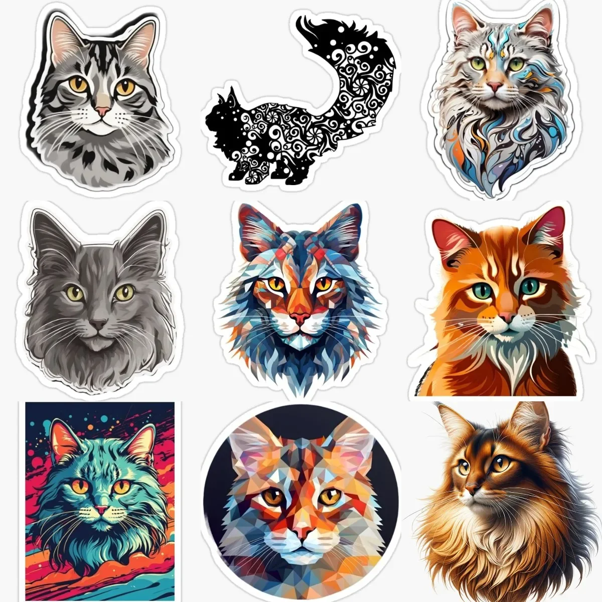 Cute Pets Maine Coon Cat Personalized PVC Stickers for Decorate Car Van Truck Fridge Window Helmet Bicycle Decal Accessories